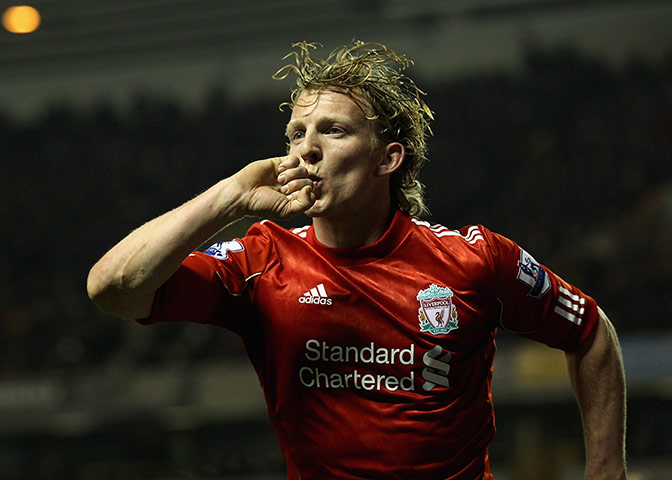 Tuesday Prem: Dirk Kuyt celebrates scoring for Liverpool