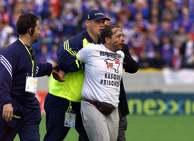 On pitch protests: Basque protest at Euro 2000