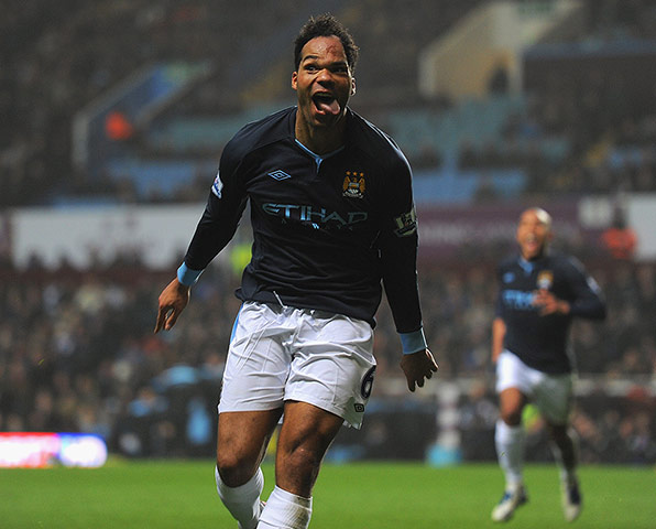 Prem round up: Manchester City's Joleon Lescott celebrates scoring against Aston Villa