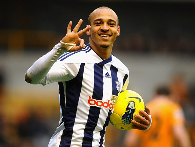 Prem round up: West Bromwich Albion's Peter Odemwingie celebrates scoring against Wolves