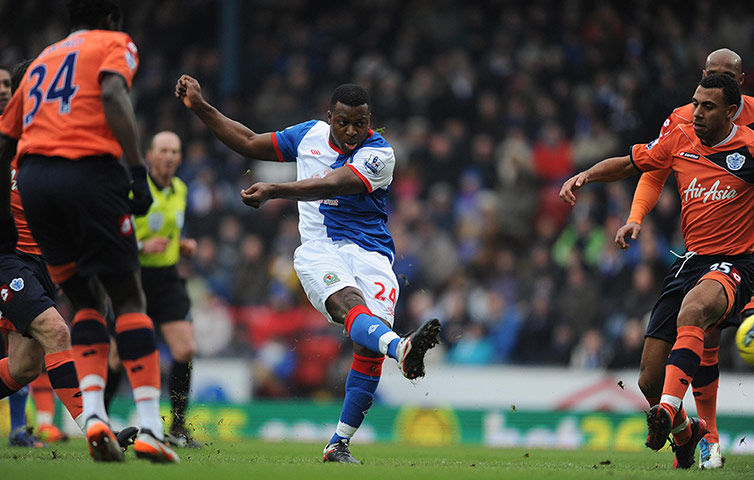 Prem round up: Blackburn Rovers' Yakubu scores the opening goal of the game against QPR