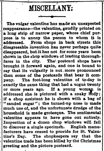 Valentine's day archive: Guardian miscellany valentine's day 1907
