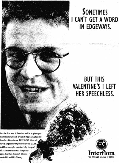 Valentine's day archive: Interflora ad for valentine's day 1992