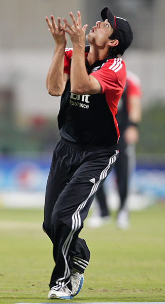 1st One Day International: England's Alastair Cook catches the ball