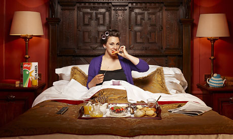 Grace Dent having breakfast in bed