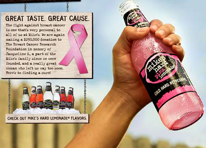 Breast cancer products: Mike's Hard pink lemonade