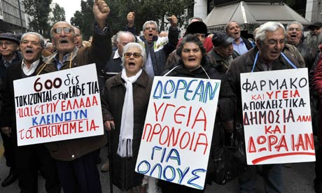 Greek pensioners protesting in Athens