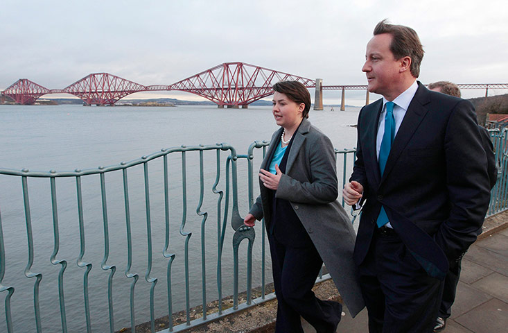 Cameron: David Cameron walks with Ruth Davidson 