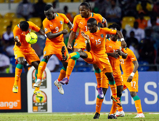 Best of the week: Ivory Coast players attempt to block a Zambia free-kick