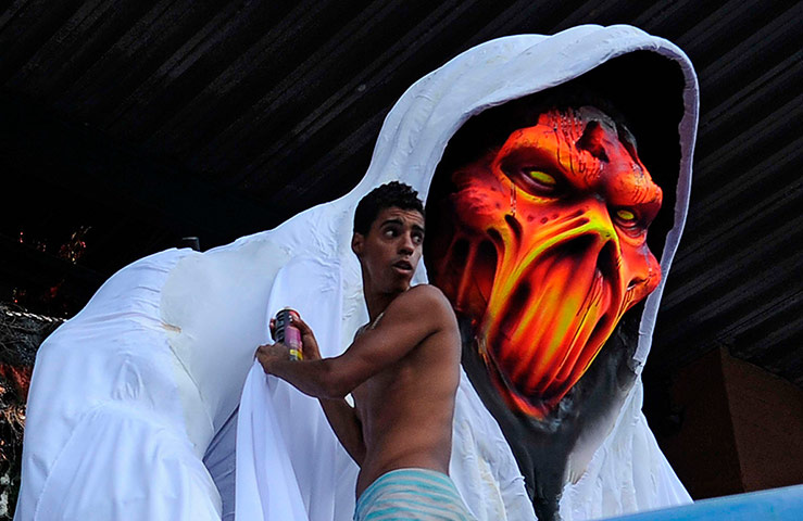 Rio Carnival: A man working on his carnival float