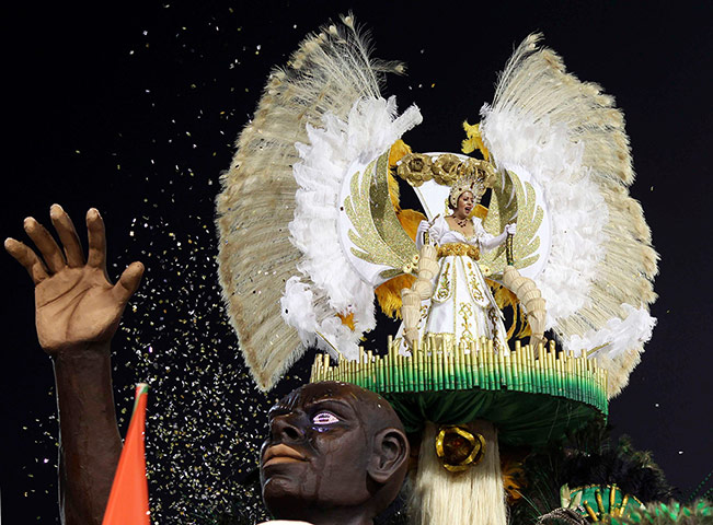 Carnival: A reveller parades for the Vai Vai Samba School