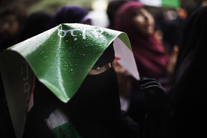 24 hours: A protestor in Cairo, outside the Syrian Embassy