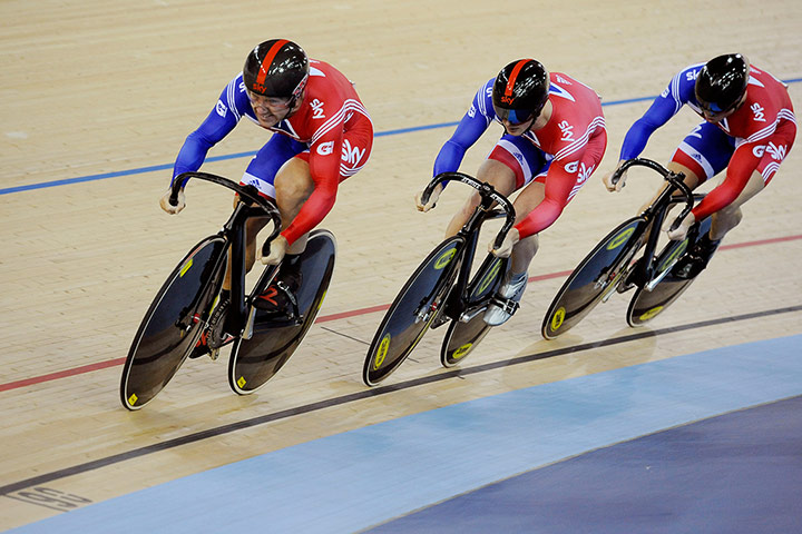 Cycling friday: Ross Edgar, Jason Kenny and Chris Hoy in the Men's team sprint bronze final