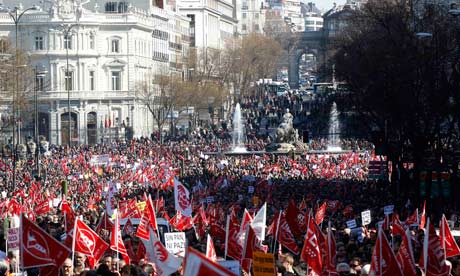 Protesters in central Madrid on Sunday.
