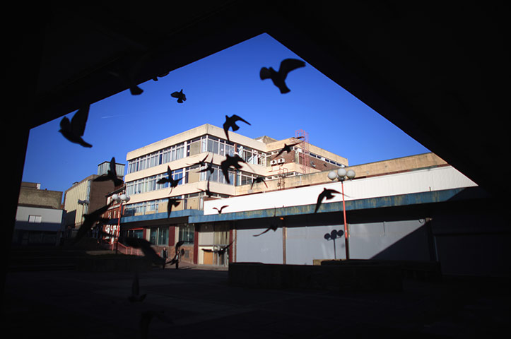 24 hours in pictures: Stoke-on-Trent, UK: Boarded up shops in the Hanley Shopping Centre