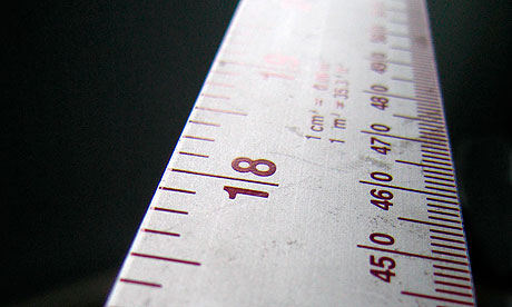 Close up detail of steel ruler