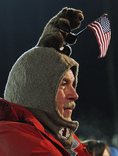 Groundhog day: Al Donst of Belvidere, New Jersey, waits for Punxsutawney Phil