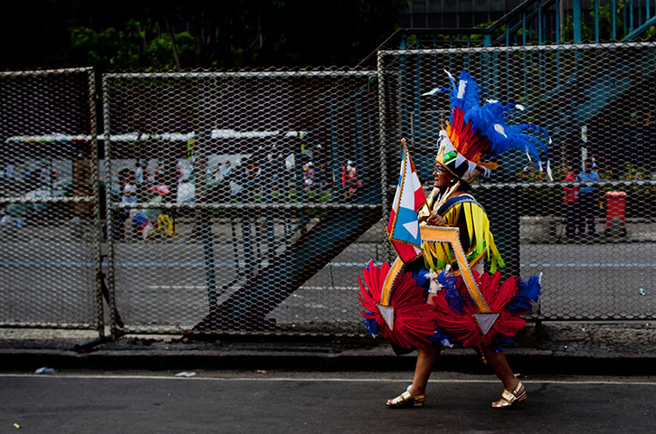 Rio Carnival: A reveler before the samba school's parade 