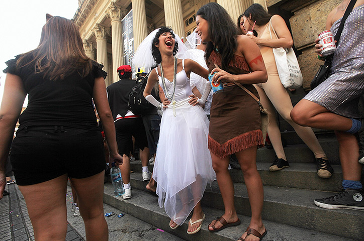 Rio Carnival: A woman dressed as a bride during Carnival celebrations