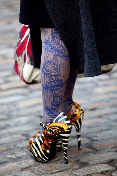 Mercedes-Benz | LFW: Zebra print shoes and purple tights on show at LFW