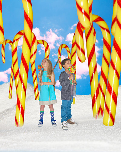 Candy store fashion: Edie in blue Fendi dress