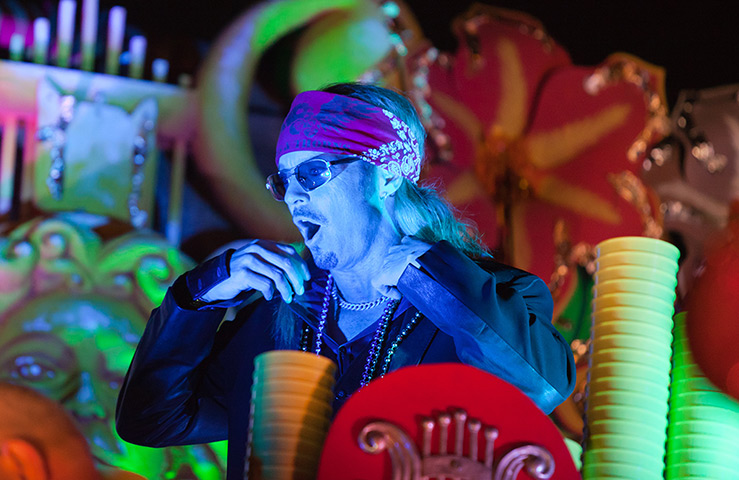 Mardi Gras: Bret Michaels rides on a float with the Krewe of Orpheus