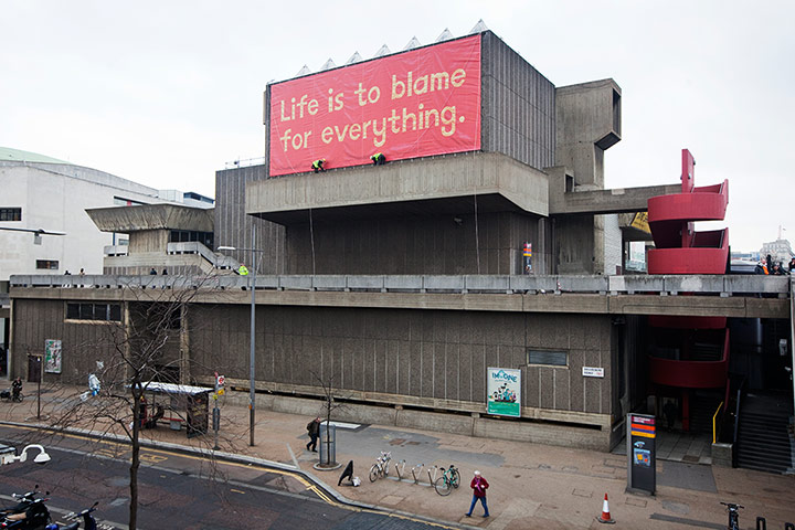 Jeremy Deller: 'Life is to blame for everything' banner by Jeremy Delle