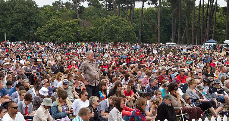 Christchurch memorial: Thousands of people watch the remembrance service in Hagley Park
