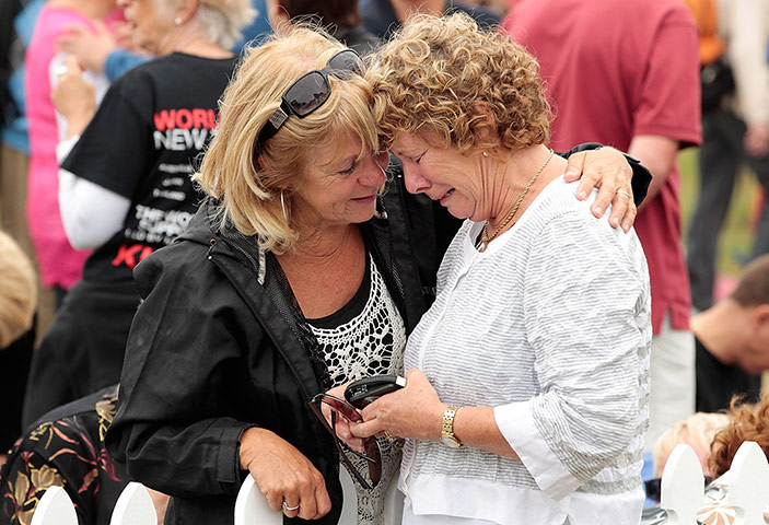 Christchurch memorial: Family members grieve during the service