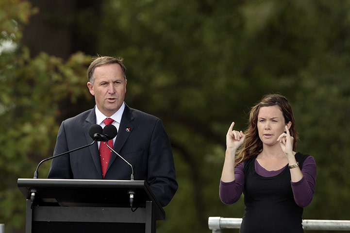 Christchurch memorial: Prime Minister John Key speaks during the service