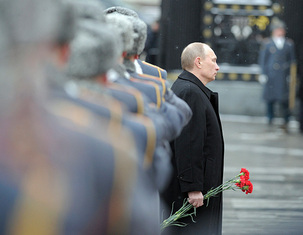 Putin presidential rally: Vladimir Putin at wreath-laying ceremony at the Tomb of the Unknown Soldier