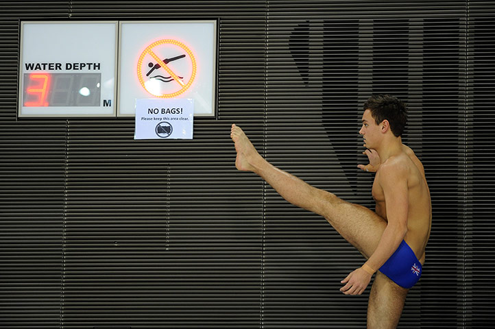 Diving Thursday: Tom Daley warms up at the FINA Diving world cup
