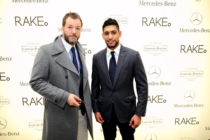 LFW Rake event: Clive Darby and Amir Khan on the red carpet