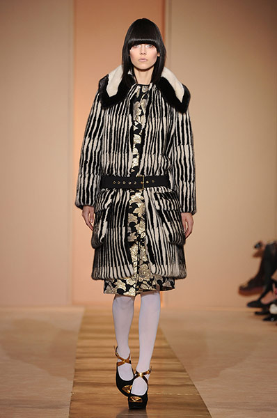 Milan fashion week: A model walks the runway at the Marni show