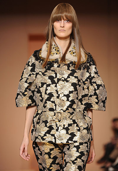 Milan fashion week: A model walks the runway at the Marni show