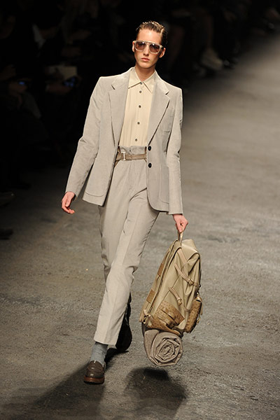 Milan fashion week: A model at the Trussardi show 