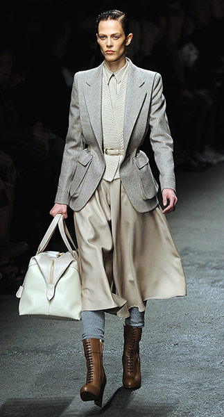 Milan fashion week: A model presents a creation by Trussardi 
