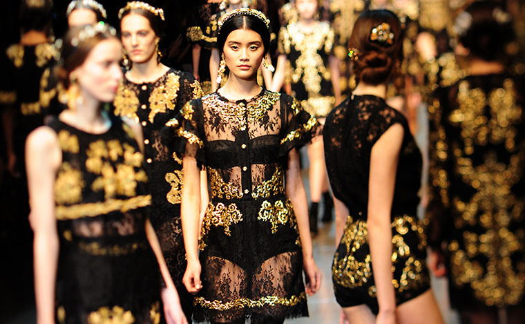 Milan fashion week: Models at the Dolce & Gabbana show