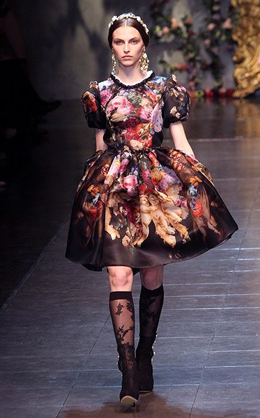 Milan fashion week: A model presents a creation by Dolce & Gabbana