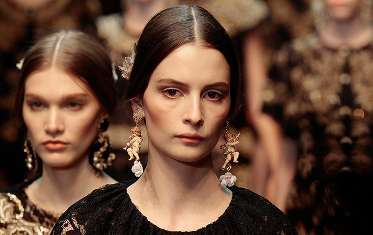 Milan fashion week: Models at the Dolce & Gabbana show
