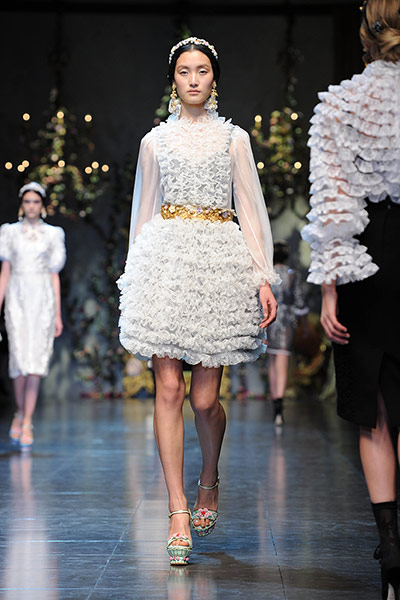 Milan fashion week: A model walks the runway at Dolce & Gabbana