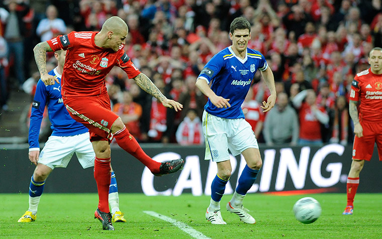 Carling Cup Final: Martin Skrtel scores a second-half equaliser against Cardiff