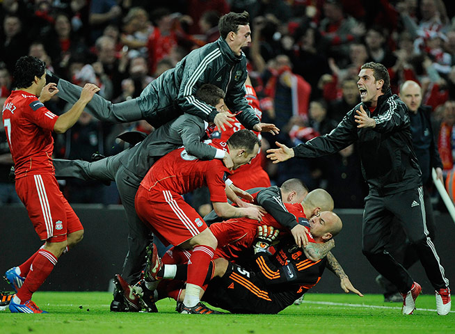 2012 Carling Cup Final: Liverpool players celebrate after winning the Carling Cup
