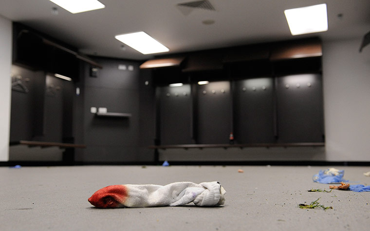 2012 Carling Cup Final: A bloodied sock in the Cardiff City dressing room