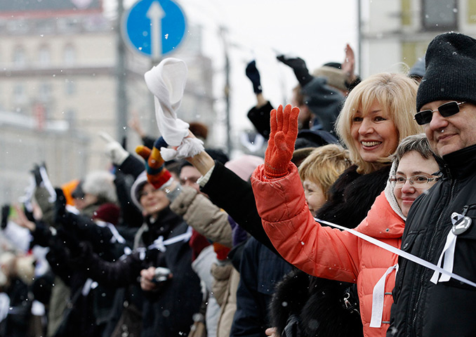 Anti-Putin protests: Opposition supporters take part in a protest rally called The White Ring
