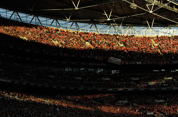 Carling Cup: The Liverpool fans are bathed in late afternoon sunshine
