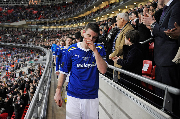 Carling Cup: A dejected Anthony Gerrard after he picked up his losers medal.