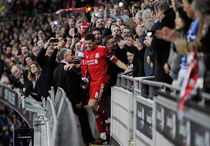 Carling Cup: Steven Gerrard at the Wembley Royal Box