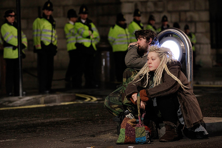 Occupy London eviction: Two Occupy London protesters outside St Paul's Cathedral 