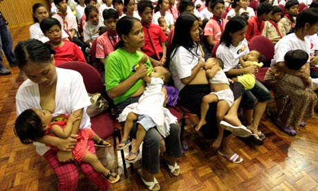 Breastfeeding mothers in the Philippines take part in a government training program